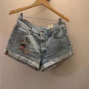 SIWY Womens Mickey Mouse Graphic Denim Shorts Light Wash e Disney Size 26